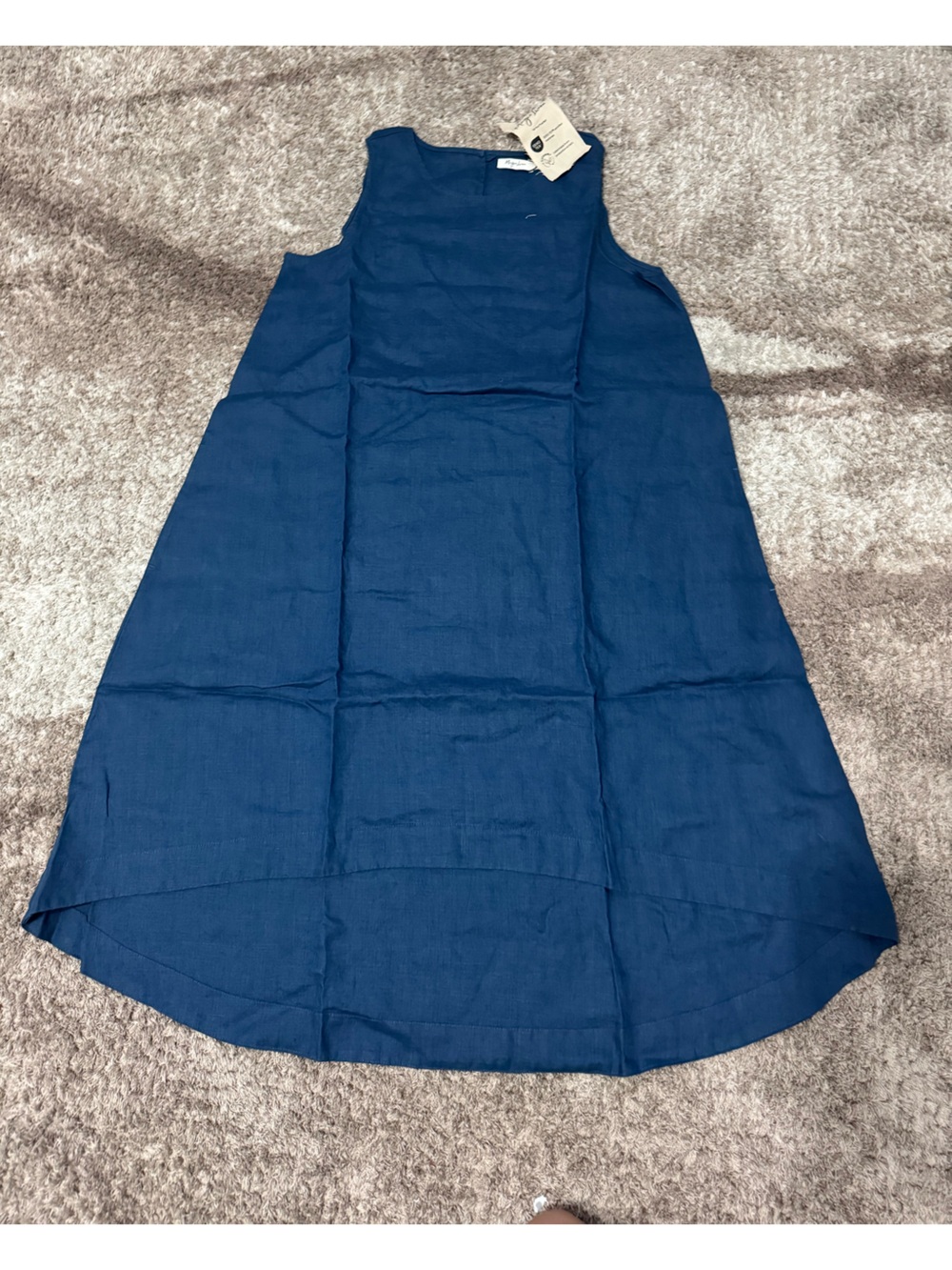 Magic linen ROYAL TOSCANA LINEN DRESS IN DEEP NAVY BLUE